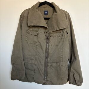 GAP Utility Jacket Women’s Small, Olive Green, 100% Cotton, Zip Front